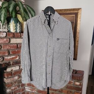 Faconnable Green & White Checkered Button-Down Shirt Men’s Small